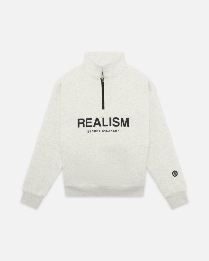 Realism Idol Half Zip Sweater Oatmeal front view